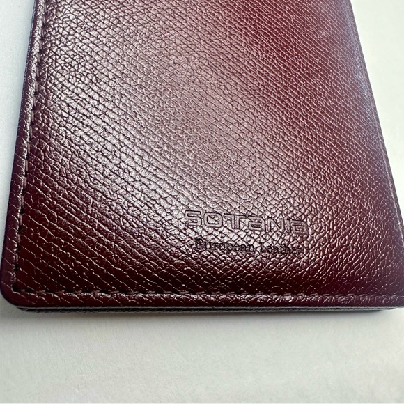 Authentic Sotania European Leather Card Money Holder w Map, Brown/Red 4.5” 3” - Picture 9 of 10